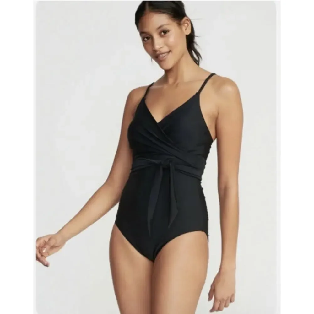 Old Navy Wrap Style Black One Piece Swimsuit‎ Size Medium